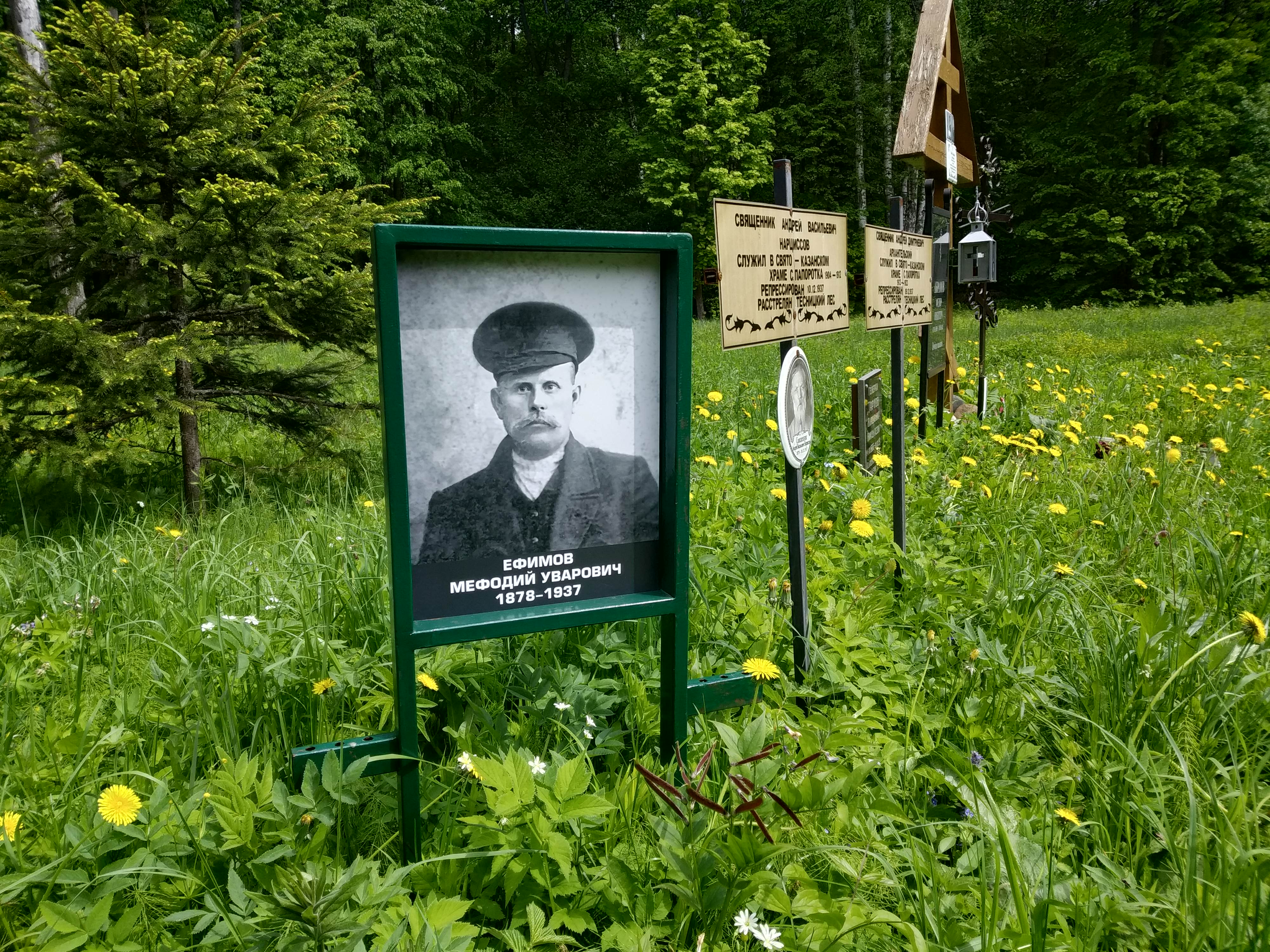 Памятный знак Ефимову М.У. в Тесницком лесу (2021)